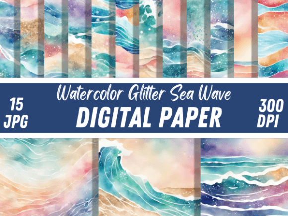 Download Watercolor Glitter Sea Wave Backgrounds - Backgrounds Collection