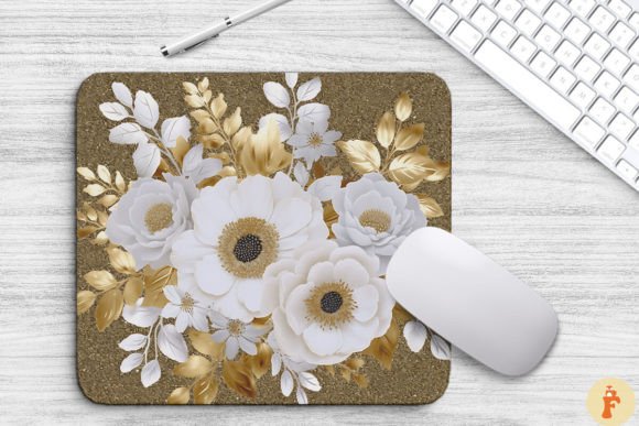 Download White and Gold Floral Bouquet Mouse Pad - Premium Resources