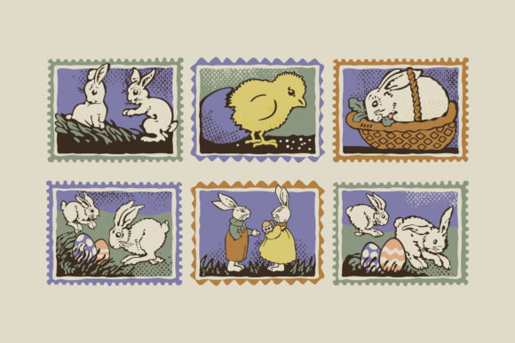 Download Vintage Easter Postage Stamps Set - Premium Resources